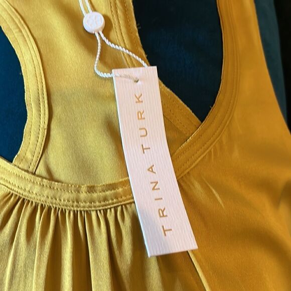 Trina Turk Silk/Spandex Blend Racerback Raw Edge Tank Top, M! - Picture 7 of 8
